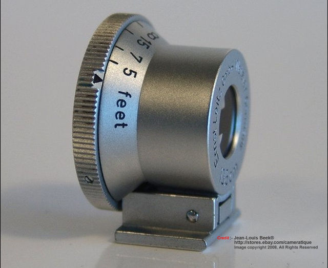 Ranegfinder version of a Leitz / Leica Brightline Optical Finder 13.5cm / 135mm Telephoto lenses  side view