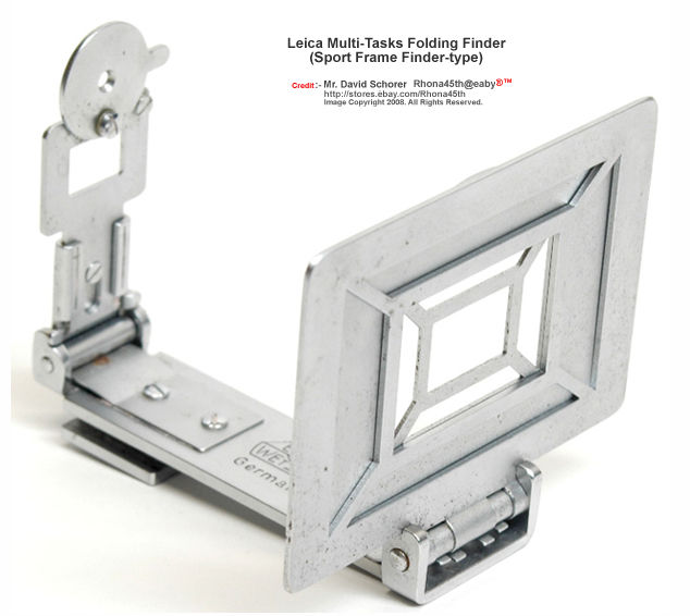 side view of a Leica / Leitz Multi-Task Folding Finder / Sport Frame Finder Type cater for 50mm, 90mm and 135mm