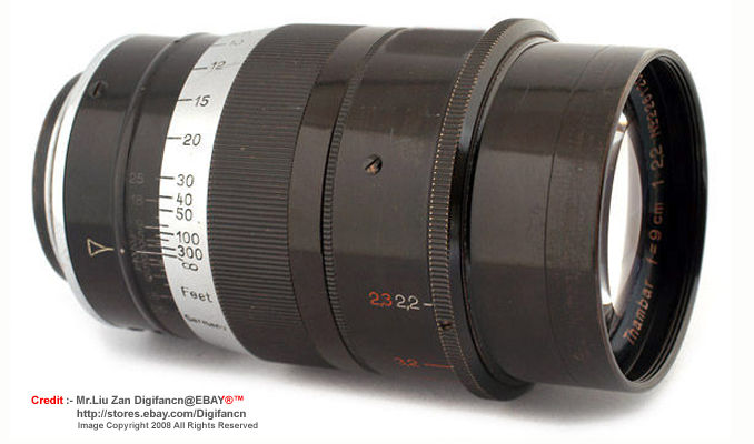 Leitz THAMBAR f=9cm 1:2,2 side lens barrel  view
