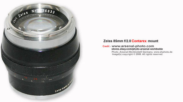 Zeiss 85mm f/2.0 Contarex lens mount