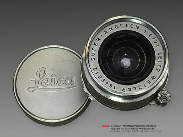 Leica Super Angulon 21mm f/4.0 rangefinder (RF) ultra-wideangle lens   front view with lens cap
