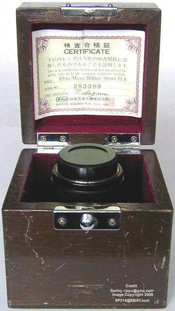 Original teakwood box for Ultra-Micro-NIKKOR lenses with QC inpection certificate 