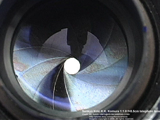Deeply recessed rear lens mount of a Sankyo Koki K..K. Komura 1:1.8 f=8.5cm (85mm f/1.8) Telephoto lens