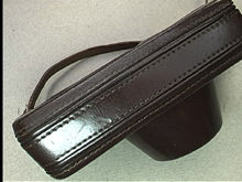 late model of leather camera case for Nikon rangefinder camera Nikon S2 Top section with zip view