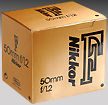 Typical design of a golden box for Ai and Ai-S Nikkor lenses