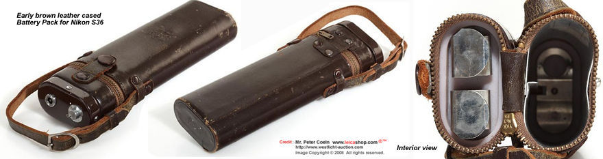 Brown leather battery holder /power pack with shutter release for Nikon rangefinder system S36 electric Motor Drive