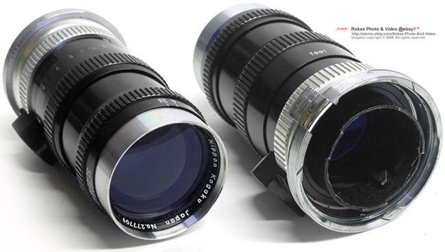 Front and rear lens mount of Nippon Kogagu Japan Nikkor-Q.C 1:3.5 f=13.5cm new style design for Nikon rangefinder cameras in black