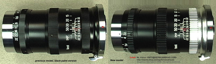 Comparing the older and newer series of Black finish Nippon Kogagu Japan Nikkor-Q.C 1:3.5 f=13.5cm for Nikon rangefinder cameras 