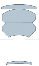 Optical design for a typical Nikkor-Q.C 1:3.5 f=13.5cm telephoto lens for rangefinder Nikon cameras