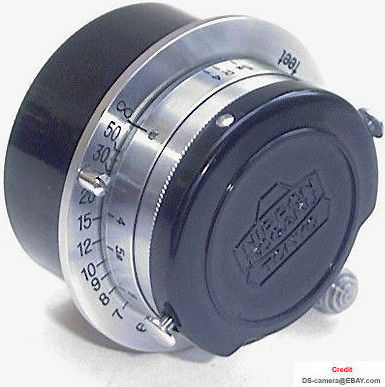 Rear section view of a M39 Leica SM W-Nikkor.C 1:4 f=2.5cm lens with Nippon Kogaku lens cap