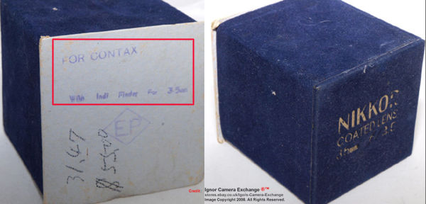 Original blue velvet box for Nikon W-Nikkor.C 1:2.5 f=3.5cm (35mm f/2.5) wideangle rangefinder lens