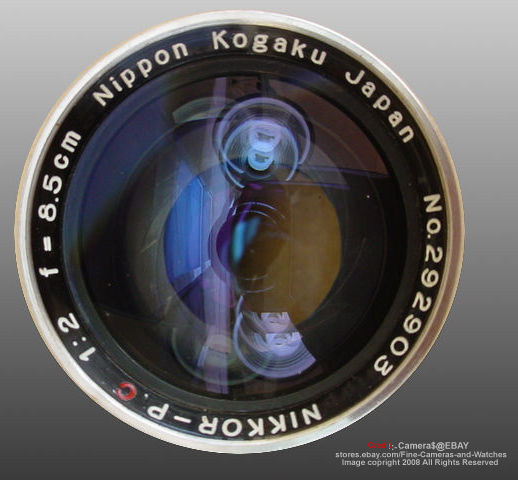 Contax lens mount Nippon Kogaku Japan newer version of the  Nikkor-P 1:2 f=8.5cm telephoto lens for Nikon rangefinder cameras