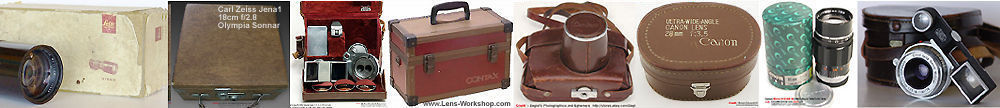 Series of old camera / lens cases / boxes for other camera labels.