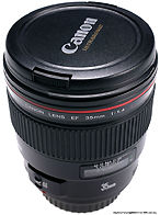 Vetical view with lens cap for Canon EF 35mm f/1.4L wideangle lens