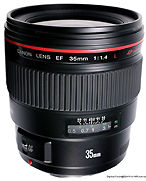Vertical view for Canon EF 35mm f/1.4L wideangle lens