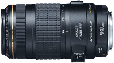 Side view of Canon EF 70-300 IS USM zoom