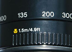 Macro / Close-up setting of Canon tele zoom lens 75-300mm f/4~5.6 USM