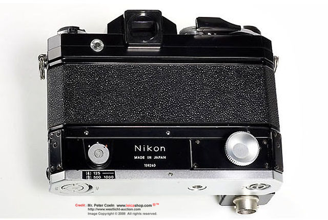 Rear section view with motor drive unit of Nikon F High Speed Motor Drive Camera, 1976 Version 2
 