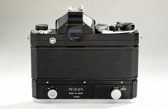 Rear section view of Nikon F High Speed Motor Drive Camera, Sapporo Winter Olympic Model, 1972