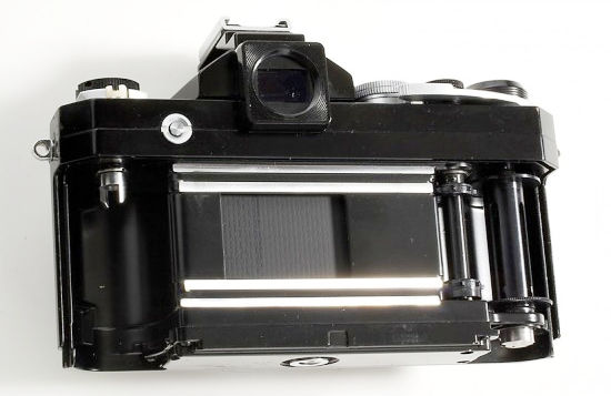 Shutter curtain reveals on Nikon F High Speed Motor Drive Camera, Sapporo Winter Olympic Model, 1972