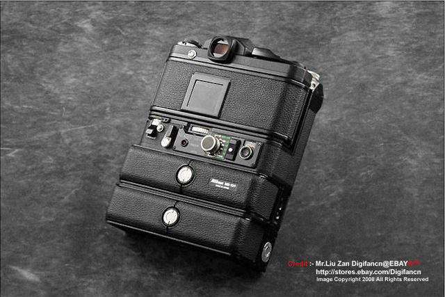 Rear section view of Nikon F2 High Speed Motor Drive Titan Body with Motor Drive MD / MB-100 Power pack