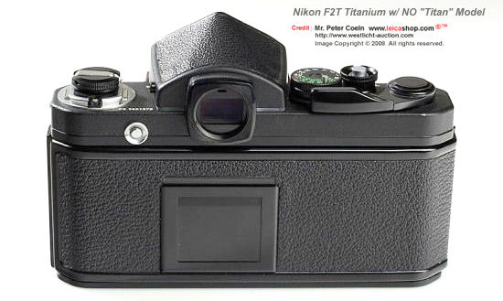 back section  view - also using titanium metal for film back on a  Nikon F2T  Titanium Body SLR camera model without the  Titan Incription 