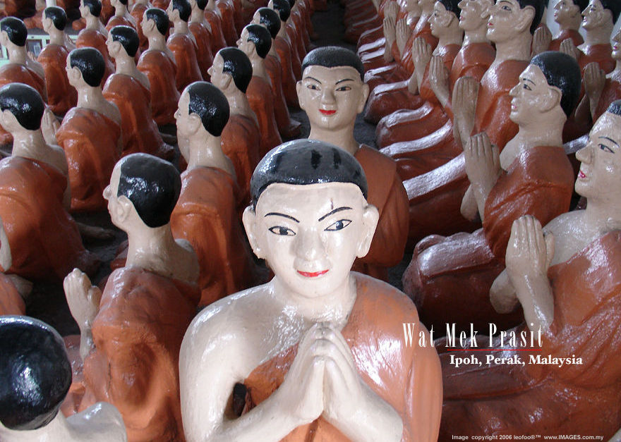 Hundreds of Buddha Image statues at Wat MekPrasit, A siamese Thai Buddhist Temple in Ipon City, Perak, Malaysia