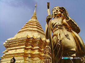 The gurding Buddha on the Buddha  Relic Pagoda at Chiangmai, Thailand