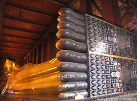 The reclisning Buddha at Wat Phu, Bangkok, Thailand