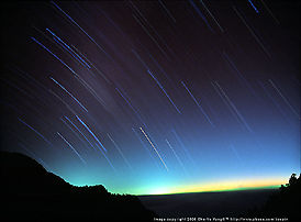 stars trails, time exposure with wideangle lens