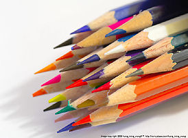 Color pencils in studio