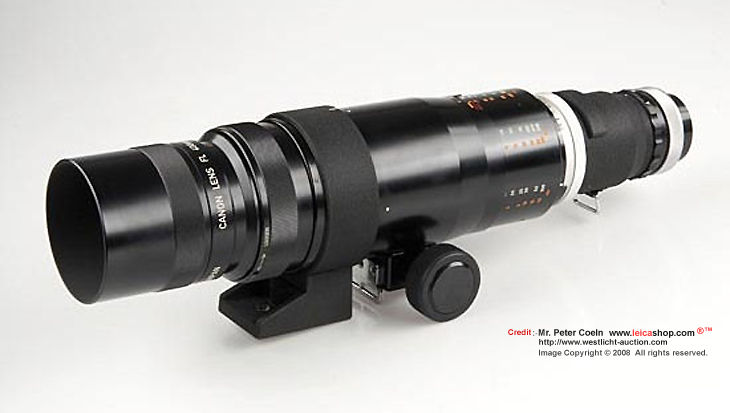 Canon super telephoto lens FL mount 400mm f/5.6 side view front