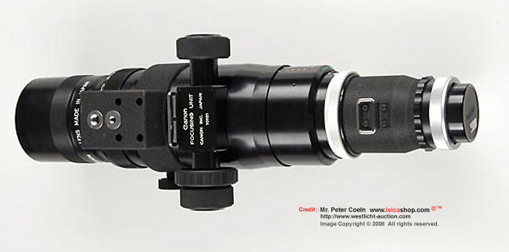 Canon super telephoto lens FL mount 400mm f/5.6 base view with focusing unit 