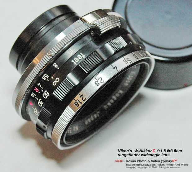 Nikon's W-Nikkor.C 1:1.8 f=3.5cm (RF 35mm f/1.8) wideangle lens