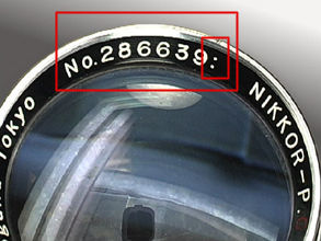the rare S/N used on the chrome, early model of  Nikkor-P 1:2 f=8.5cm telephoto lens for Nikon rangefinder cameras